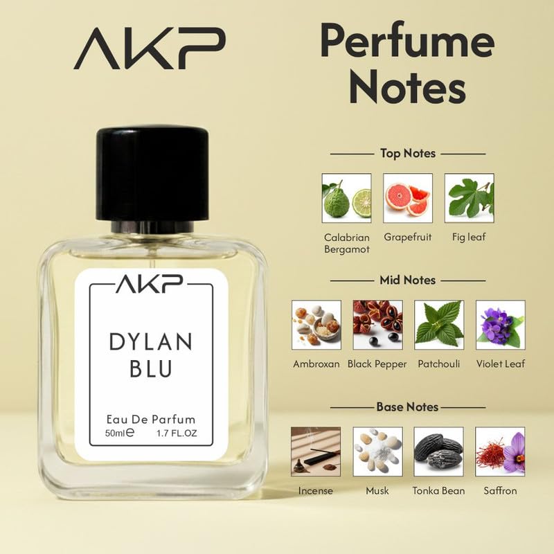 AKP Dylan Blu Eau De Parfum For Men 50ml - Long Lasting Luxury Perfume - Premium Aquatic Citrus Fragrance with Bergamot, Musk & Tonka Bean = Best Gift for Him – Office, Date & Party