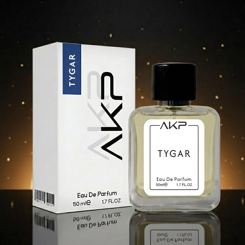 AKP TYGAR Eau De Parfum 50ml | Citrus Musky Amber Fresh Spicy Perfume | Long Lasting Unisex Fragrance | Grapefruit Ginger Woody Musk Scent
