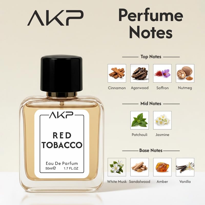 AKP Red Tobacco Eau De Parfum For Men 50ml Tobacco Oud Amber Fragrance