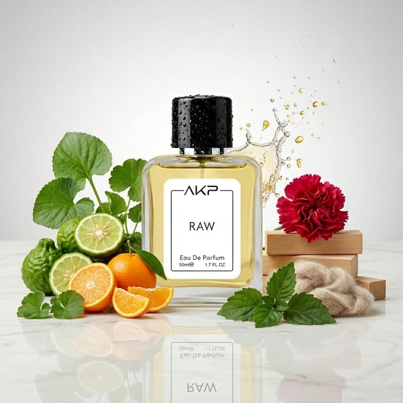 AKP RAW Eau De Parfum 50ml | Citrus Fresh Marine Fruity Perfume | Long Lasting Unisex Fragrance | Light Yet Noticeable Aura Scent With Bergamot Floral Woody Notes
