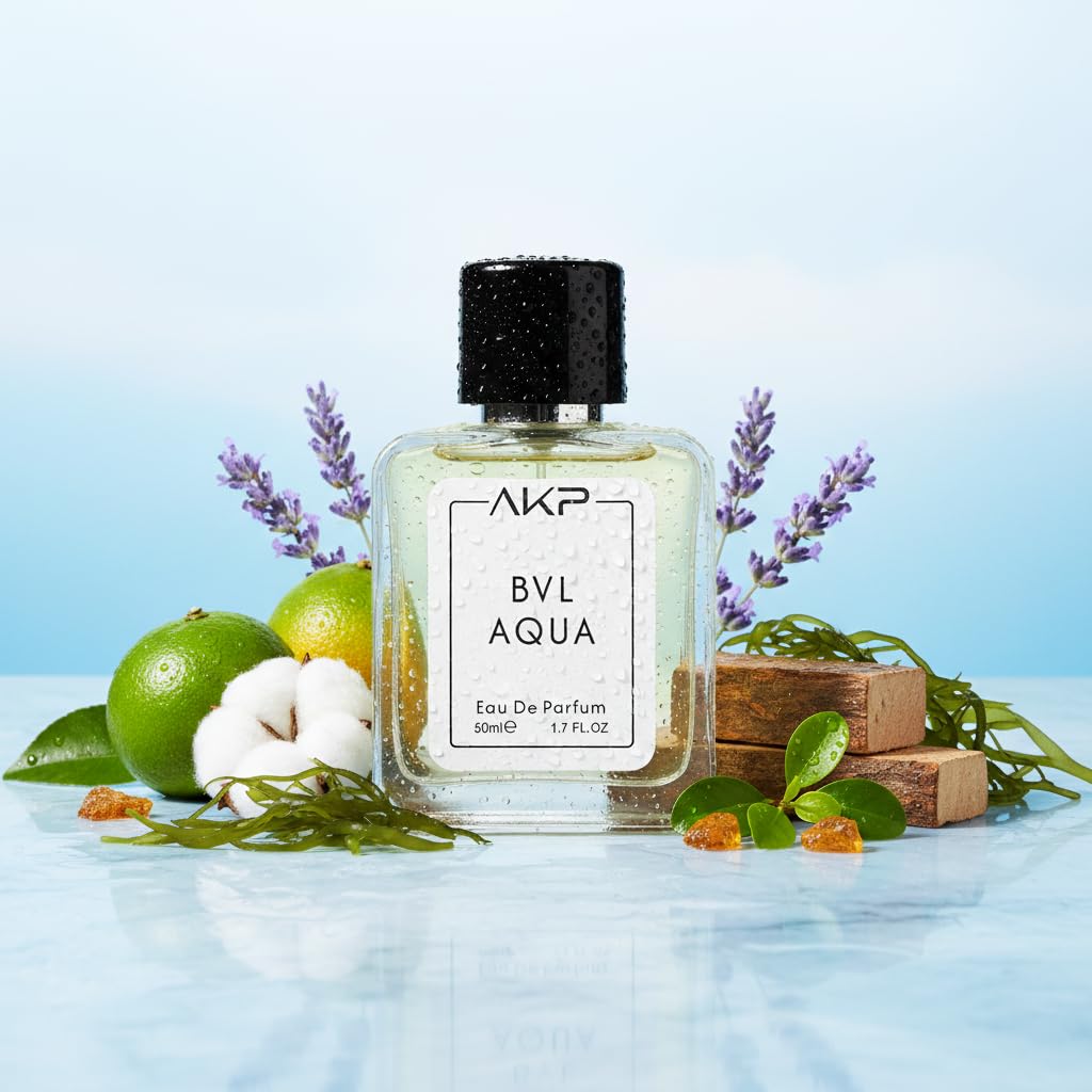 AKP BVL Aqua Perfume for Men 50ml | Long Lasting Eau De Parfum | Citrus Marine Aquatic Fragrance with Mandarin Orange, Lavender, Seaweed and Cedar