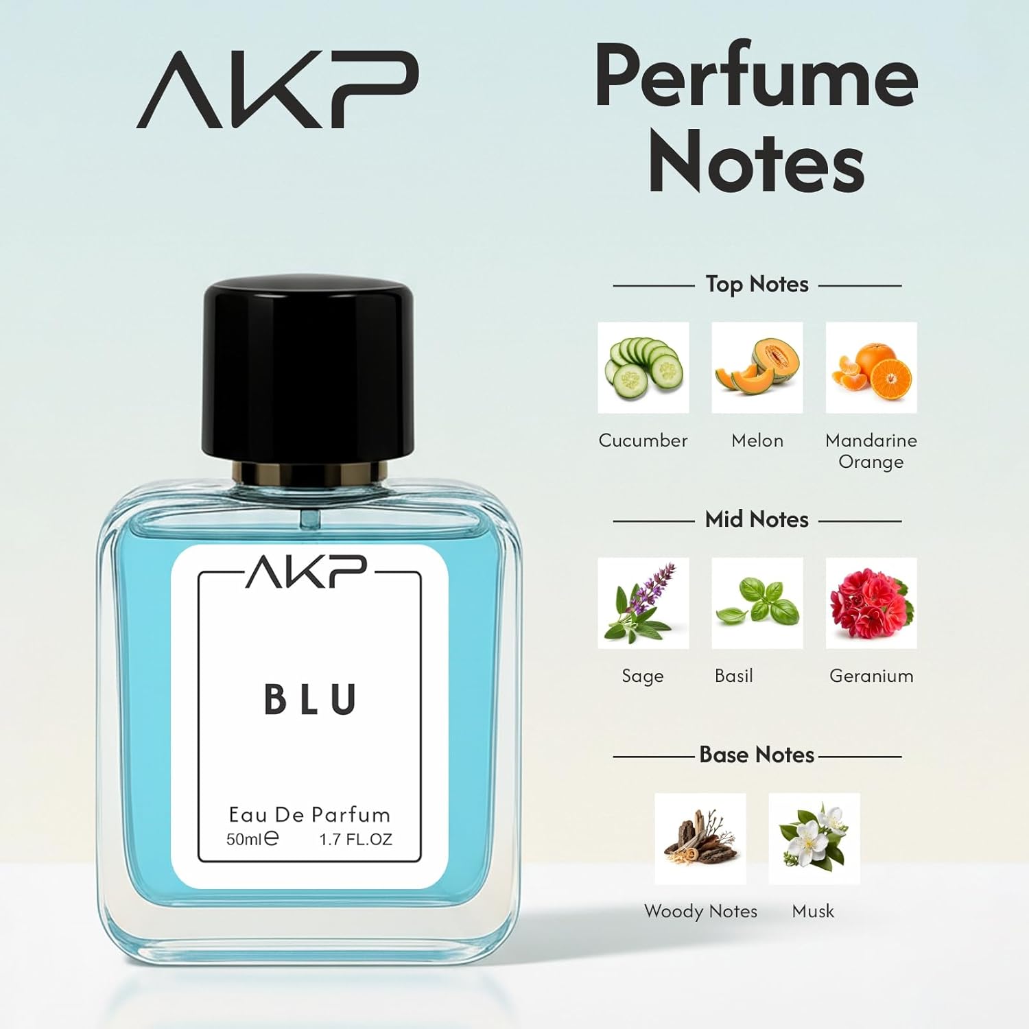 AKP BLU Fresh Aquatic Sport Perfume for Men & Women | Long Lasting Eau De Parfum EDP | Citrus Aqua Fragrance for Daily Wear, Office, Gym & Travel | Premium Unisex Perfume 50ml