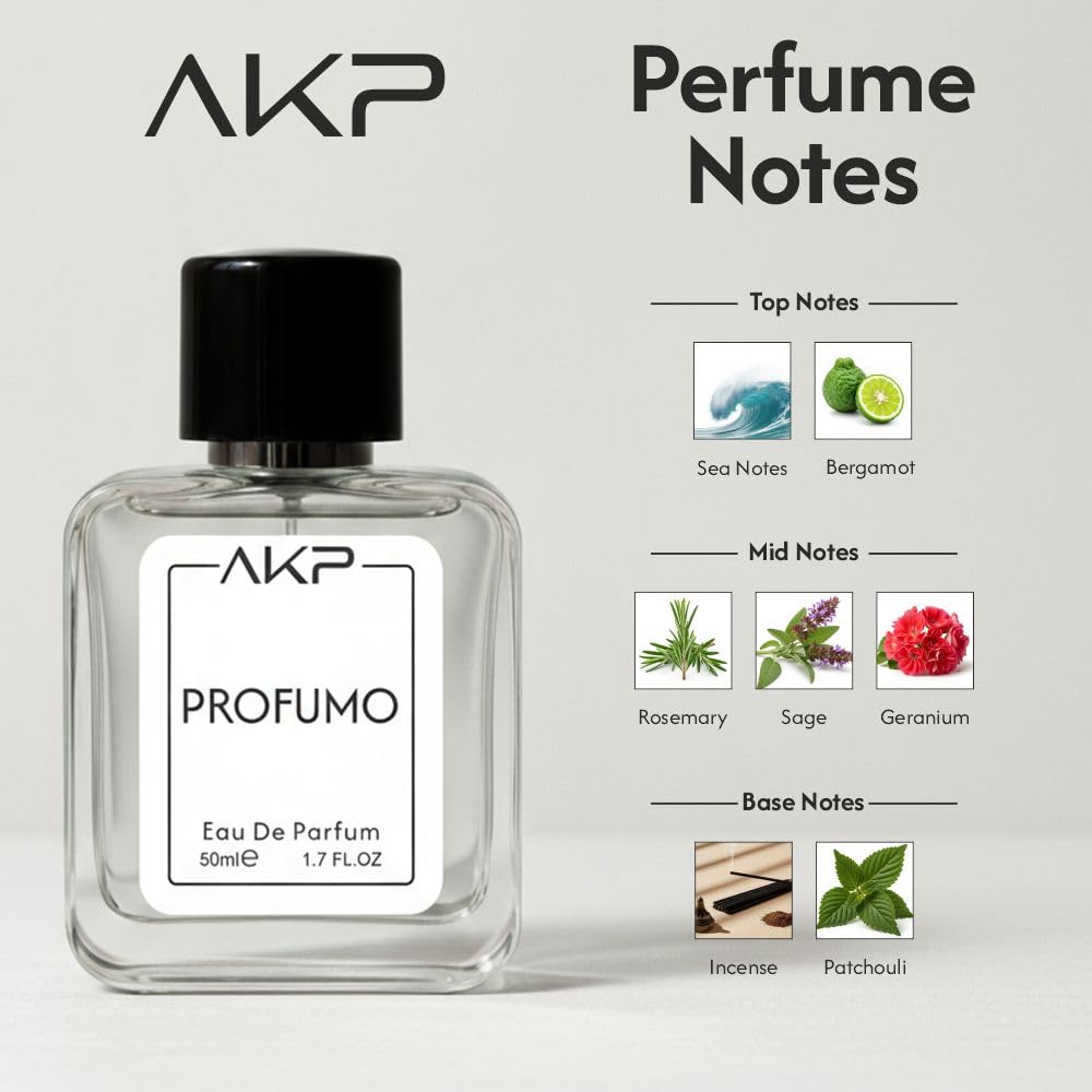 AKP PROFUMO Eau De Parfum for Men 50ml | Fresh Marine Aromatic Perfume | Long Lasting Premium Eau De Parfum | Bergamot Rosemary Spray | Designer Perfume Inspired Spray