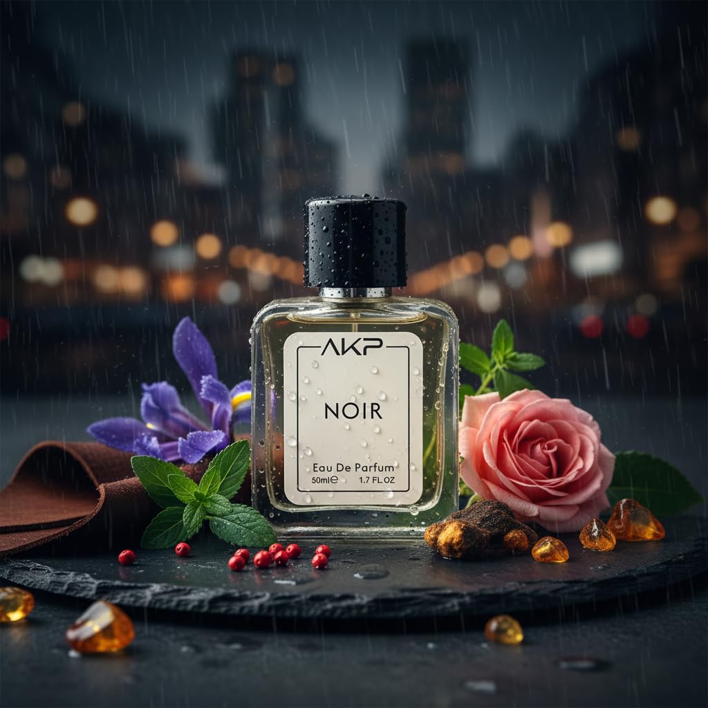 AKP NOIR Eau De Parfum for Men 50 ml | Amber Woody Fresh Spicy Powdery Perfume | Long Lasting Bergamot Pepper Scent | Premium Masculine Fragrance | Designer Inspired Spray