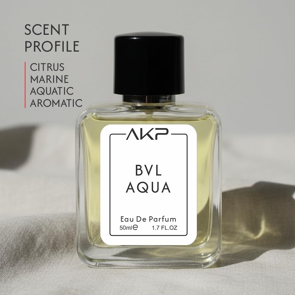 AKP BVL Aqua Perfume for Men 50ml | Long Lasting Eau De Parfum | Citrus Marine Aquatic Fragrance with Mandarin Orange, Lavender, Seaweed and Cedar