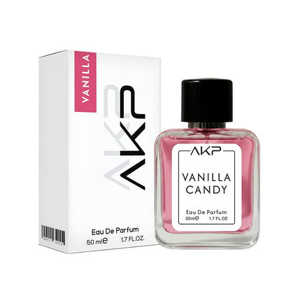 AKP VANILLA CANDY Eau De Parfum 50ml | Sweet Vanilla Fruity Powdery Perfume | Long Lasting Unisex Fragrance | Gourmand Candy Scent With Caramel Tonka Notes