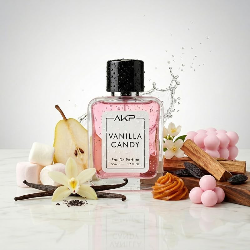 AKP VANILLA CANDY Eau De Parfum 50ml | Sweet Vanilla Fruity Powdery Perfume | Long Lasting Unisex Fragrance | Gourmand Candy Scent With Caramel Tonka Notes