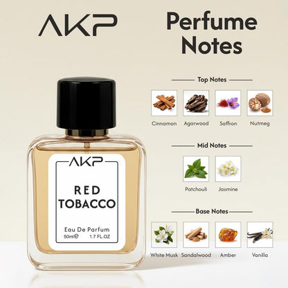 AKP Red Tobacco Eau De Parfum For Men 50ml Tobacco Oud Amber Fragrance