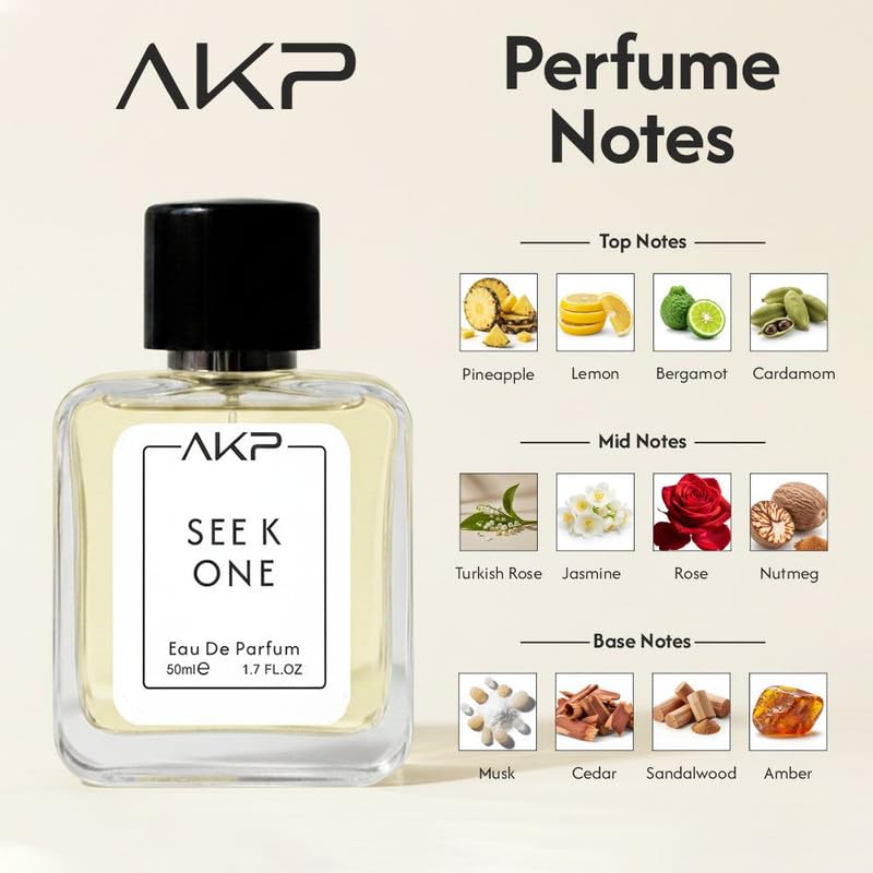AKP SEE K ONE Eau De Parfum 50ml | Citrus Green White Floral Aromatic Perfume | Long Lasting Unisex Fragrance | Noticeable Aura Scent With Lemon Bergamot Jasmine Musk Notes