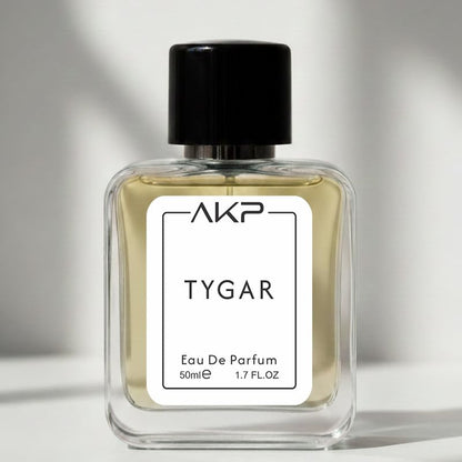 AKP TYGAR Eau De Parfum 50ml | Citrus Musky Amber Fresh Spicy Perfume | Long Lasting Unisex Fragrance | Grapefruit Ginger Woody Musk Scent