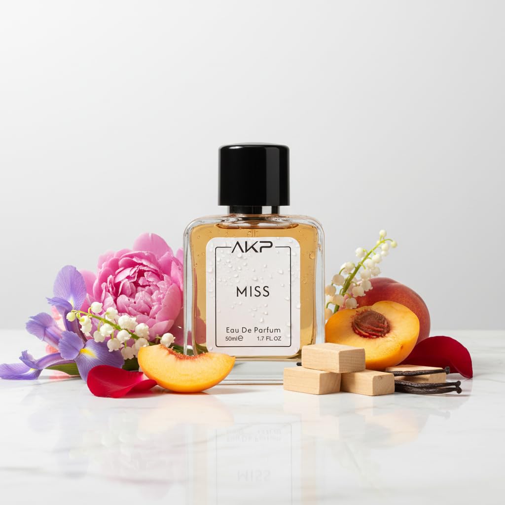 AKP MISS Eau De Parfum for Women 50 ml | Citrus Rose Woody Sweet Perfume | Long Lasting Floral Fragrance | Premium Iris Peony Bouquet | Designer Perfume Inspired Spray