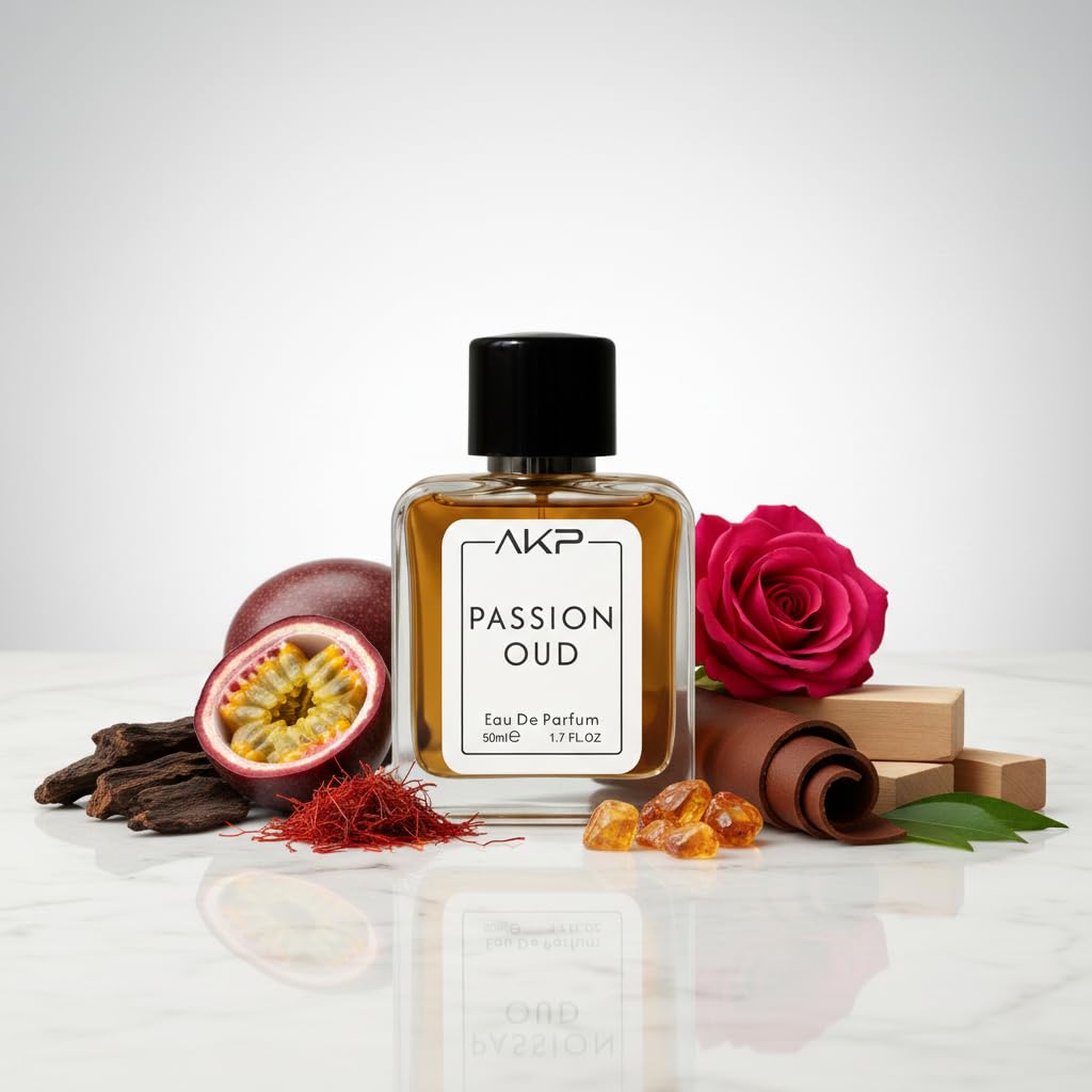 AKP PASSION OUD Eau De Parfum for Men 50 ml | Fruity Oud Leather Sweet Perfume | Long Lasting Saffron Rose Scent | Premium Masculine Fragrance | Designer Perfume Inspired Spray