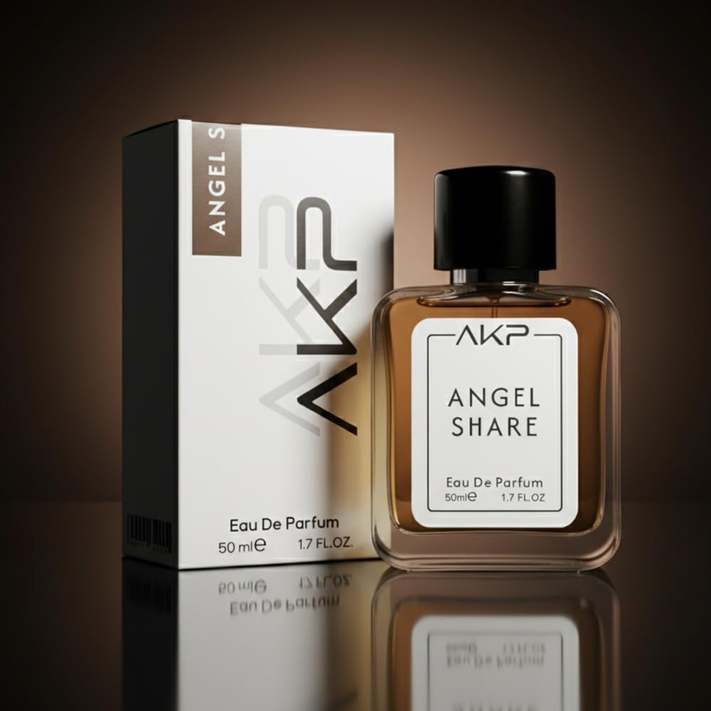 AKP Angel Share Eau De Parfum 50ml | Long Lasting Woody Vanilla Warm Spicy Perfume for Men & Women | Cognac, Cinnamon, Tonka Bean, Sandalwood & Praline Notes | Unisex EDP Fragrance