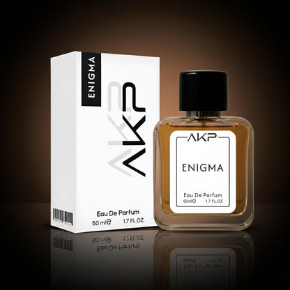 AKP Enigma Eau De Parfum for Men 50ml | Long Lasting Luxury Perfume | Premium Warm Spicy Vanilla Woody Fragrance with Tobacco, Oud & Sandalwood | Intense Date Night & Wedding Gift Scent