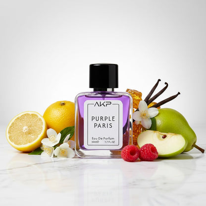 AKP PURPLE PARIS Eau De Parfum for Women 50ml | Citrus Fruity White Floral Perfume | Long Lasting Sweet Cologne | Jasmine Rose Scent | Signature Modern Parisian Fragrance Spray