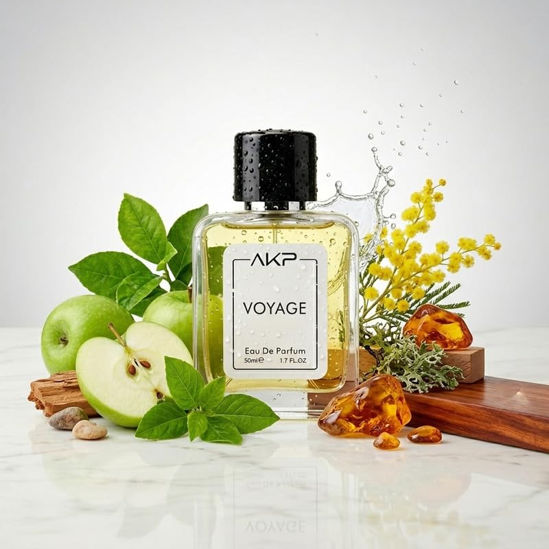 AKP VOYAGE Eau De Parfum 50ml | Green Floral Fruity Perfume | Long Lasting Unisex Fragrance | Fresh Apple Citrus Scent With Musk Cedar Amber Notes