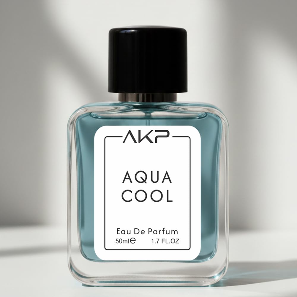 AKP Aqua Cool Perfume for Men 50ml | Long Lasting Eau De Parfum | Aromatic Green Marine Fresh Spicy Fragrance with Sea Water, Mint, Lavender & Cedar Notes