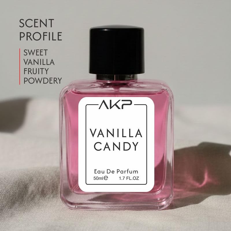 AKP VANILLA CANDY Eau De Parfum 50ml | Sweet Vanilla Fruity Powdery Perfume | Long Lasting Unisex Fragrance | Gourmand Candy Scent With Caramel Tonka Notes