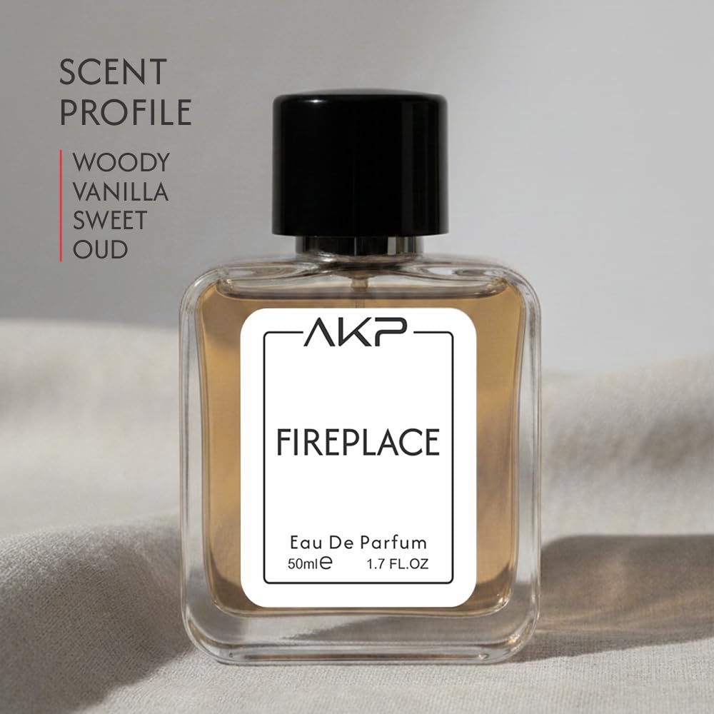 AKP FIREPLACE Perfume for Men 50ml - Long Lasting Woody Vanilla Sweet Oud Eau De Parfum (EDP) -Inspired by Iconic Oud Fragrance - Premium Arabian-Style Body Spray for Date, Party & Winter Gift