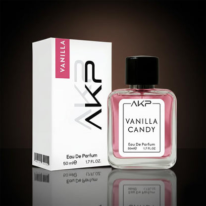AKP VANILLA CANDY Eau De Parfum 50ml | Sweet Vanilla Fruity Powdery Perfume | Long Lasting Unisex Fragrance | Gourmand Candy Scent With Caramel Tonka Notes