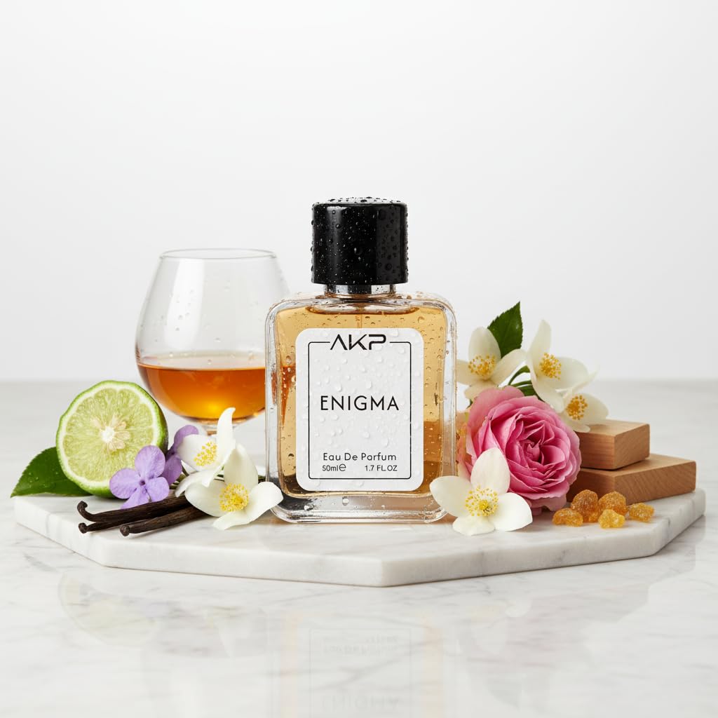 AKP Enigma Eau De Parfum for Men 50ml | Long Lasting Luxury Perfume | Premium Warm Spicy Vanilla Woody Fragrance with Tobacco, Oud & Sandalwood | Intense Date Night & Wedding Gift Scent