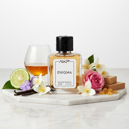 AKP Enigma Eau De Parfum for Men 50ml | Long Lasting Luxury Perfume | Premium Warm Spicy Vanilla Woody Fragrance with Tobacco, Oud & Sandalwood | Intense Date Night & Wedding Gift Scent