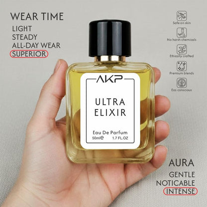 AKP ULTRA ELIXIR Eau De Parfum 50ml | Vanilla Sweet Honey Aromatic Perfume | Long Lasting Unisex Fragrance | Warm Gourmand Scent With Tobacco Tonka Notes