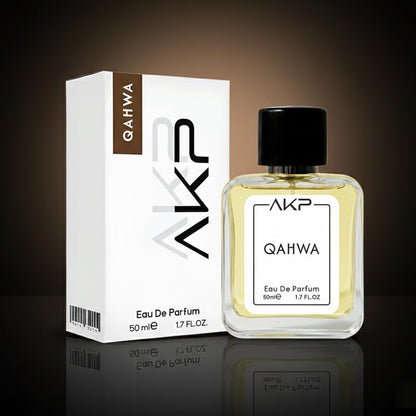 AKP QAHWA Eau De Parfum 50ml | Warm Spicy Sweet Vanilla Coffee Perfume | Long Lasting Unisex Fragrance | Noticeable Aura Scent With Cinnamon Cardamom Notes For Daily Wear