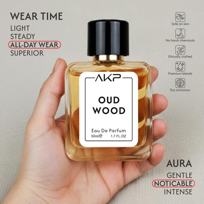 AKP Oud Wood Eau De Parfum For Men 50ml Warm Spicy Oud Agarwood Fragrance