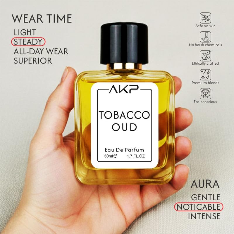 AKP TOBACCO OUD Eau De Parfum 50ml | Warm Spicy Woody Perfume | Long Lasting Unisex Fragrance | Rich Tobacco Oud Scent With Whiskey Cinnamon Agarwood Notes