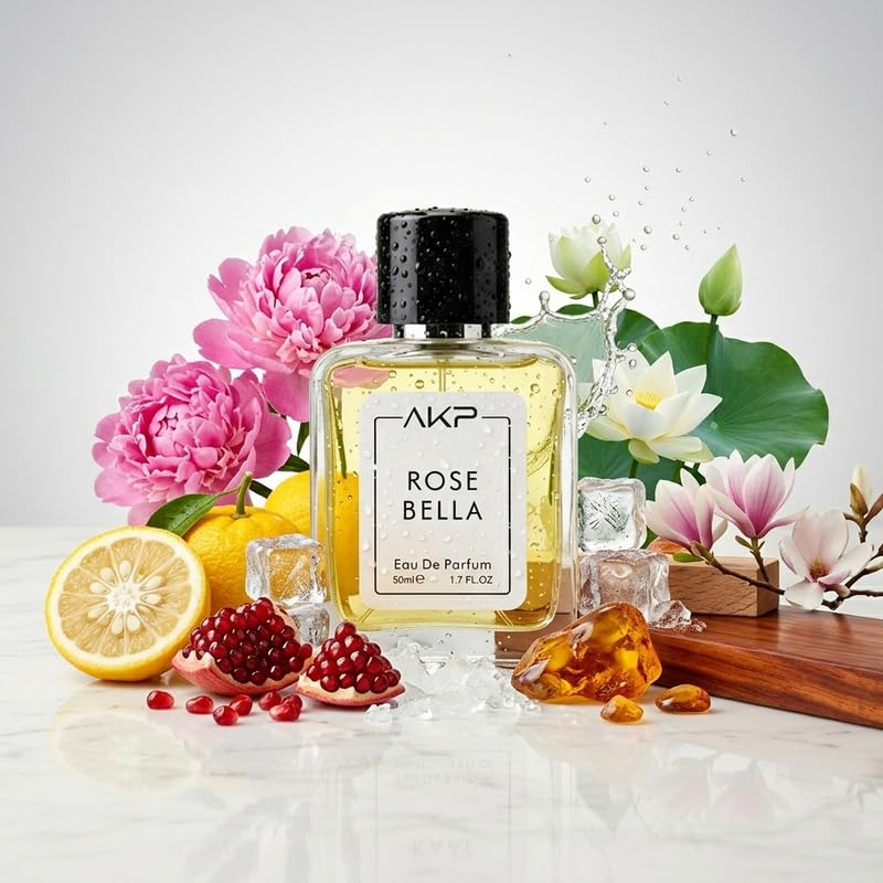 AKP ROSE BELLA Eau De Parfum 50ml | Floral Citrus Fresh Woody Perfume | Long Lasting Unisex Fragrance | Gentle Yet Noticeable Aura Scent With Rose Peony Amber Musk Notes