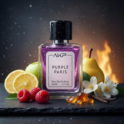 AKP PURPLE PARIS Eau De Parfum for Women 50ml | Citrus Fruity White Floral Perfume | Long Lasting Sweet Cologne | Jasmine Rose Scent | Signature Modern Parisian Fragrance Spray