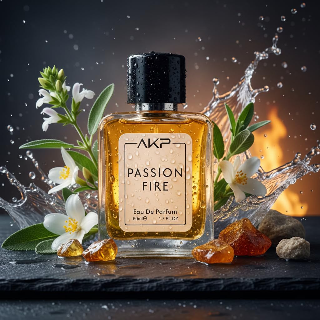 AKP PASSION FIRE Eau De Parfum for Men 50 ml | Amber Aromatic White Floral Perfume | Long Lasting Jasmine Scent | Premium Masculine Fragrance | Designer Perfume Inspired Spray