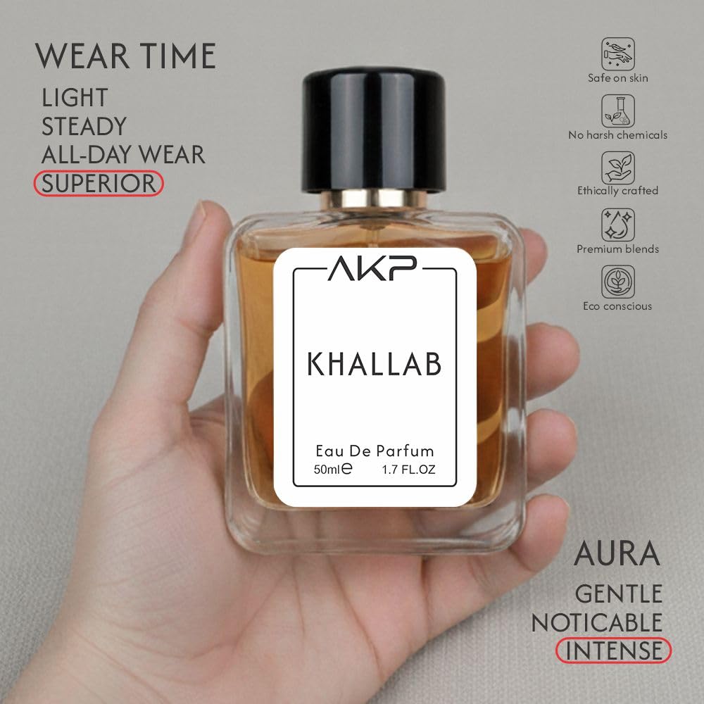 AKP KHALLAB | Oud Citrus Woody Perfume | Long Lasting Intense Unisex Eau De Parfum | Warm Spicy, Rose & Amber Notes | 50ml