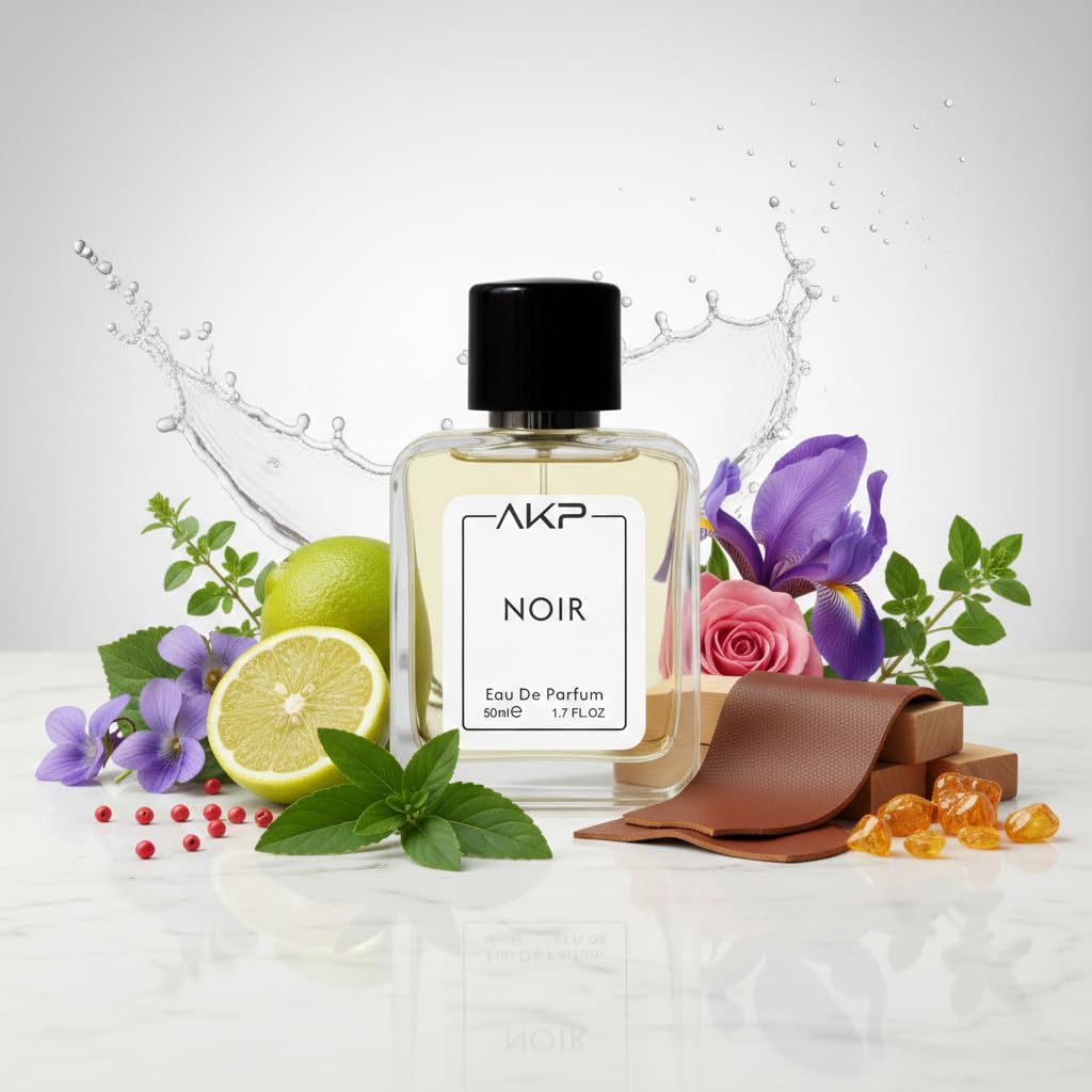 AKP NOIR Eau De Parfum for Men 50 ml | Amber Woody Fresh Spicy Powdery Perfume | Long Lasting Bergamot Pepper Scent | Premium Masculine Fragrance | Designer Inspired Spray