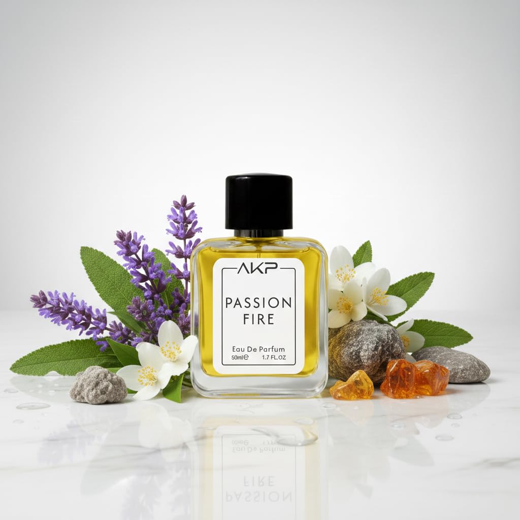 AKP PASSION FIRE Eau De Parfum for Men 50 ml | Amber Aromatic White Floral Perfume | Long Lasting Jasmine Scent | Premium Masculine Fragrance | Designer Perfume Inspired Spray