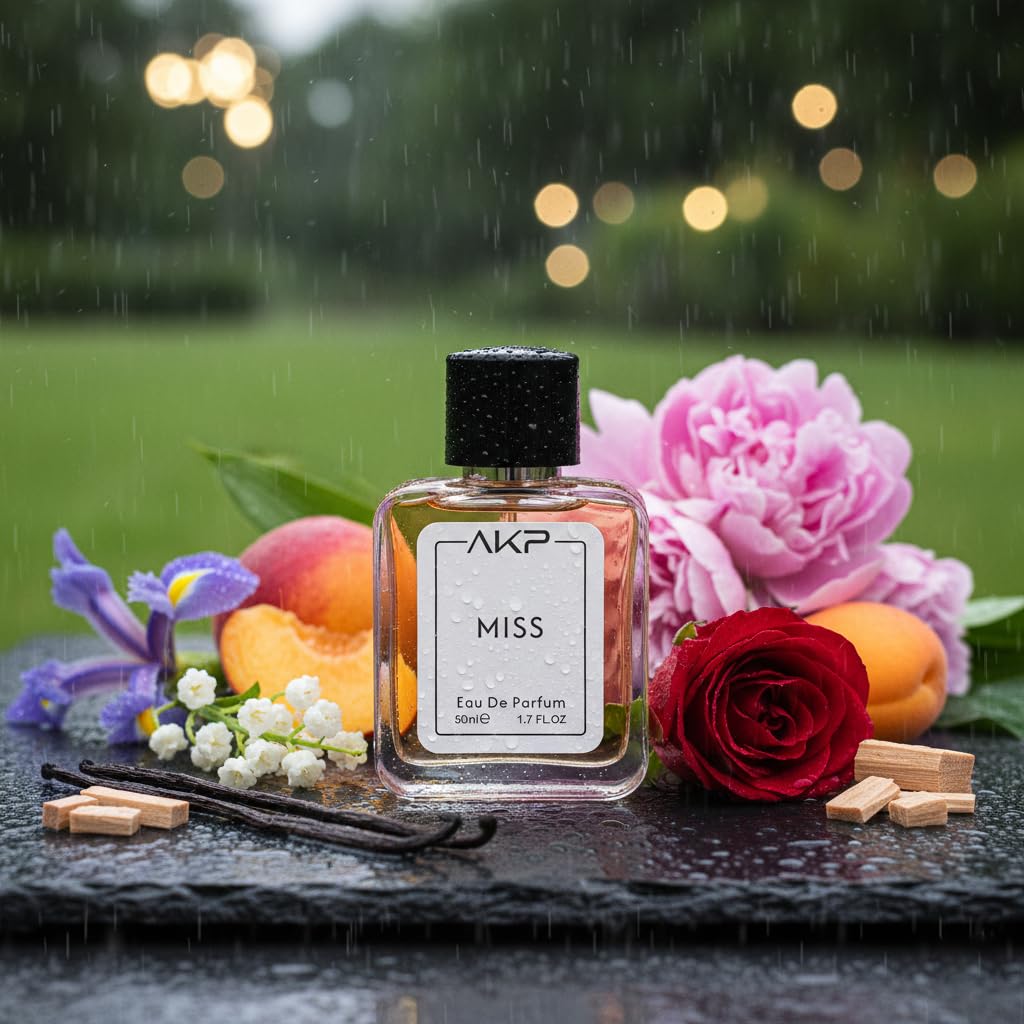 AKP MISS Eau De Parfum for Women 50 ml | Citrus Rose Woody Sweet Perfume | Long Lasting Floral Fragrance | Premium Iris Peony Bouquet | Designer Perfume Inspired Spray