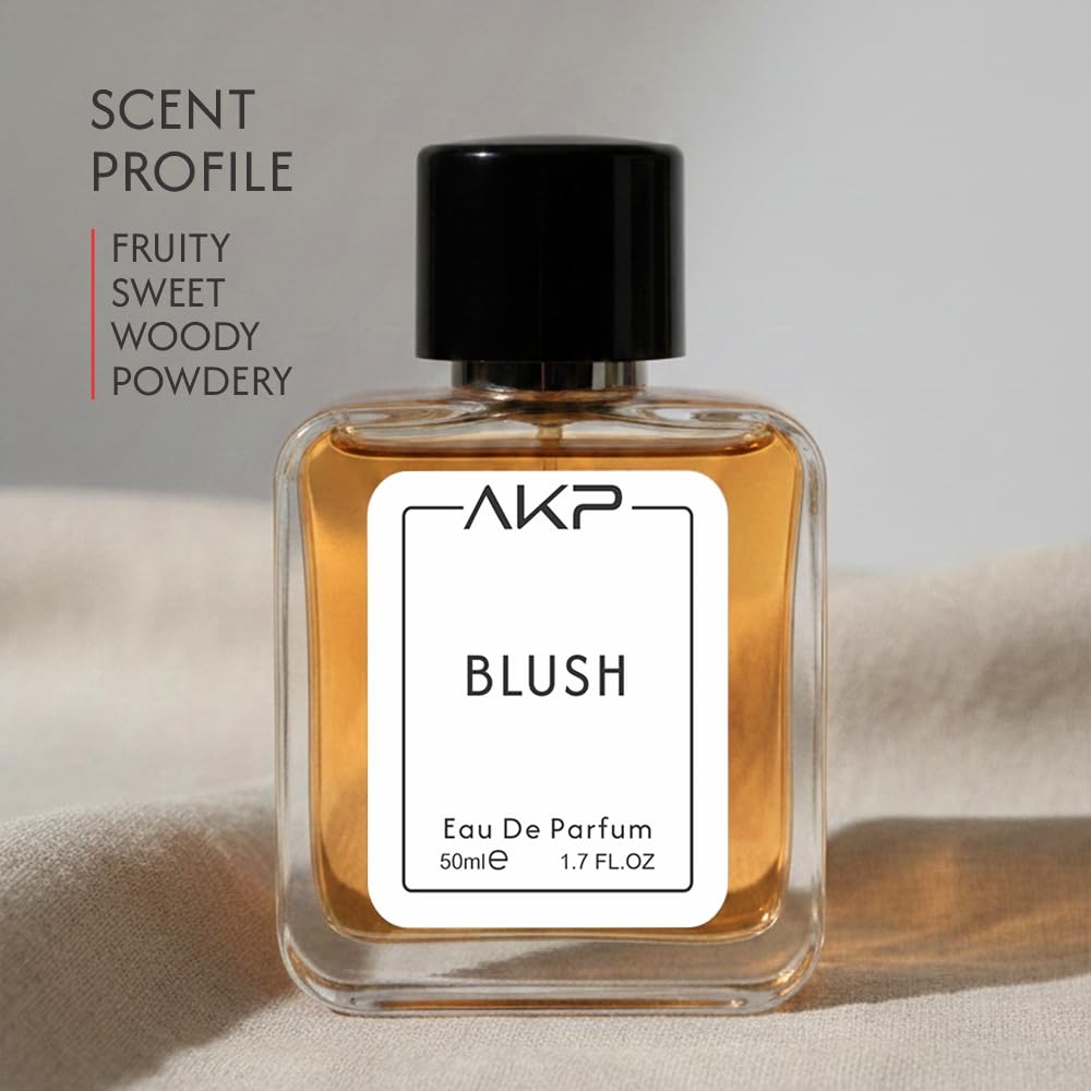 AKP Blush Perfume for Women 50ml | Long Lasting Eau De Parfum | Fruity Sweet Woody Powdery Fragrance with Strawberry, Vanilla, Jasmine and Musk