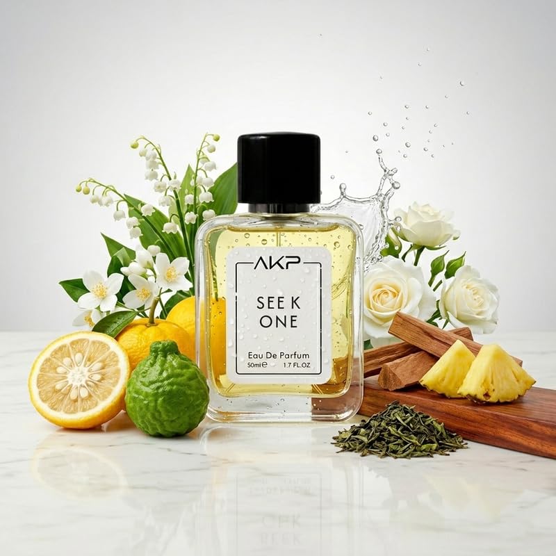 AKP SEE K ONE Eau De Parfum 50ml | Citrus Green White Floral Aromatic Perfume | Long Lasting Unisex Fragrance | Noticeable Aura Scent With Lemon Bergamot Jasmine Musk Notes