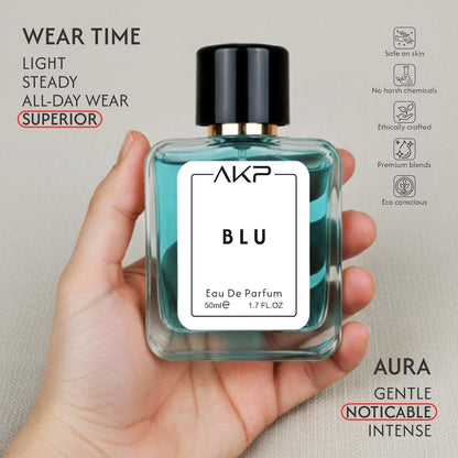 AKP BLU Fresh Aquatic Sport Perfume for Men & Women | Long Lasting Eau De Parfum EDP | Citrus Aqua Fragrance for Daily Wear, Office, Gym & Travel | Premium Unisex Perfume 50ml