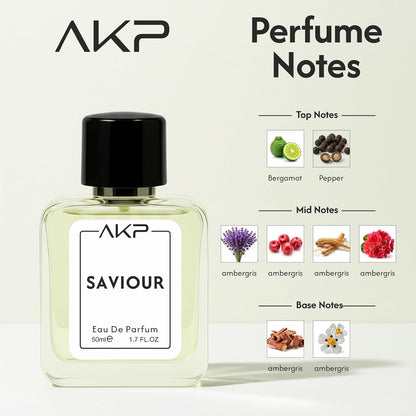 AKP Saviour Eau De Parfum For Men 50ml Aromatic Woody Citrus Fragrance