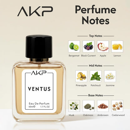 AKP VENTUS Eau De Parfum For Men 50ml Premium Citrus Woody Musk Fragrance
