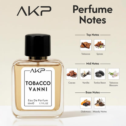 AKP Tobacco Vanni Eau De Parfum 50ml For Men Premium Warm Tobacco Fragrance